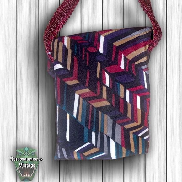 𝅺VINTAGE Mens Retro Tie Crossbody Bag, Upcycled Repurposed Shoulder Purse - Picture 8 of 10